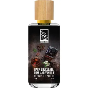The Dua Brand Dark Chocolate, Rum, and Vanilla perfume bottle