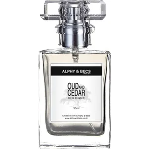 Alphy & Becs Oud and Cedar perfume bottle