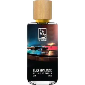 The Dua Brand Black Vinyl Musk perfume bottle