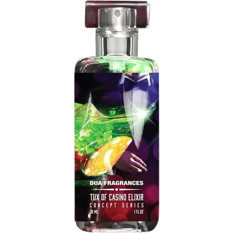 The Dua Brand Tux of Casino Elixir perfume bottle