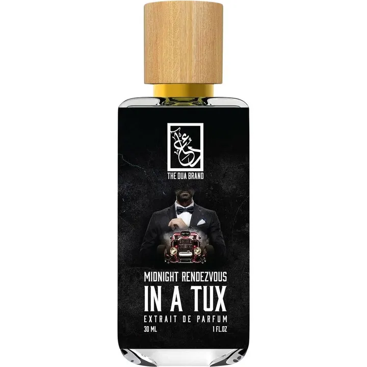 The Dua Brand Midnight Rendezvous in a Tux perfume bottle
