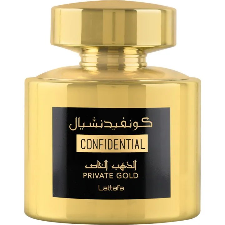 Lattafa Confidential Private Gold parfüm şişesi