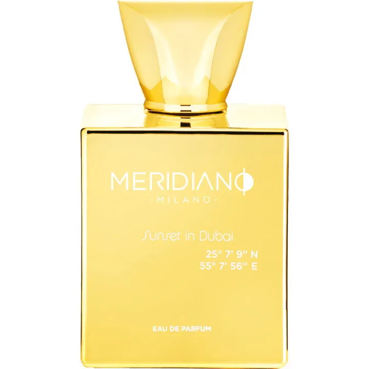 Meridiano Sunset in Dubai 25° 7’ 9’’ N 55° 7’ 56’’ E perfume bottle