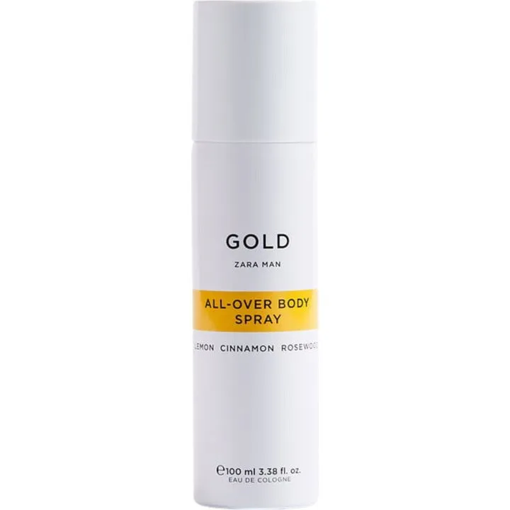 Zara Man Gold All-Over Body Spray (Eau de Cologne) perfume bottle