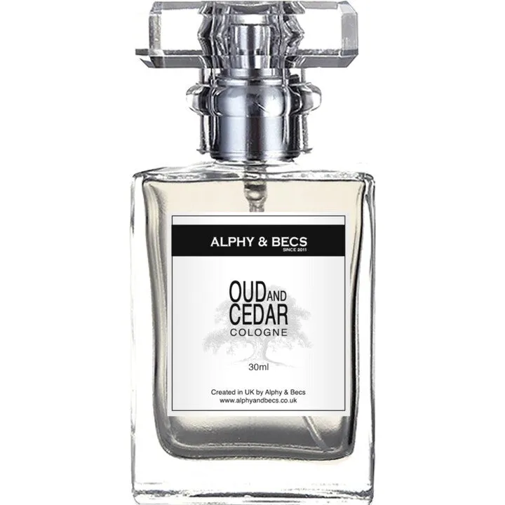 Alphy & Becs Oud and Cedar perfume bottle
