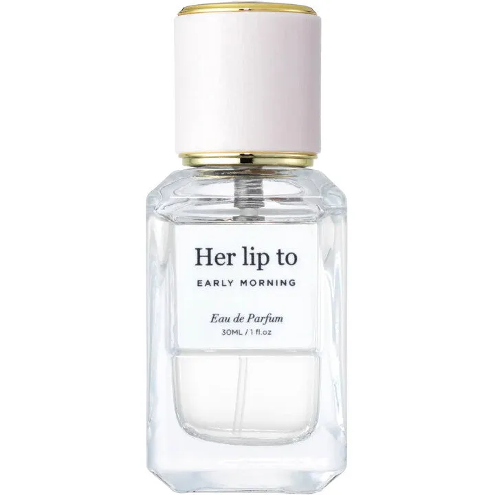 Her lip to BEAUTY Early Morning perfume bottle