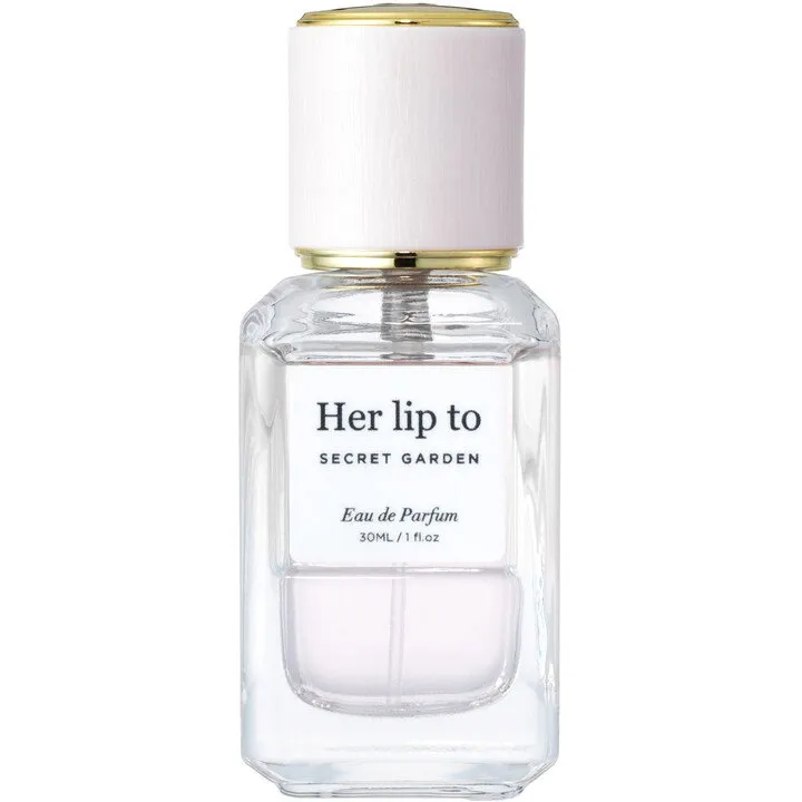 Her lip to BEAUTY Secret Garden perfume bottle