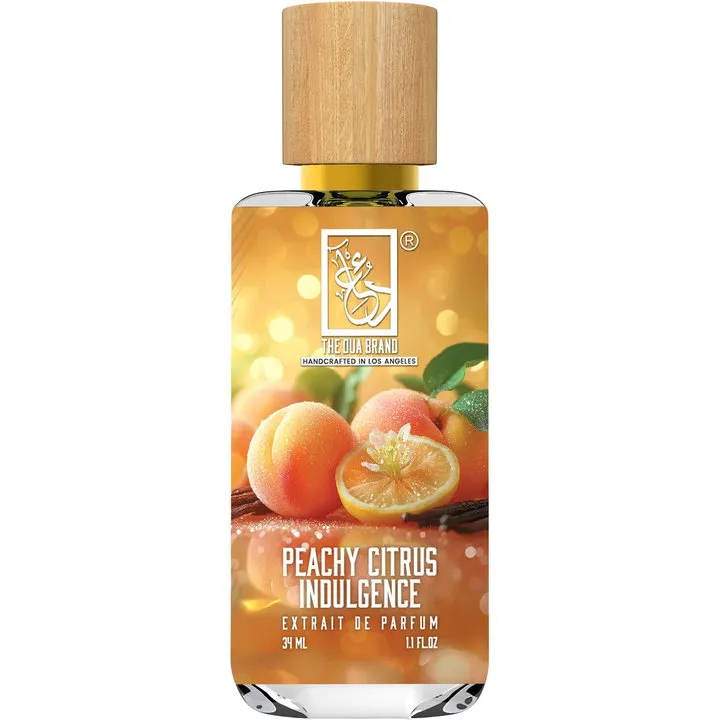 The Dua Brand Peachy Citrus Indulgence perfume bottle
