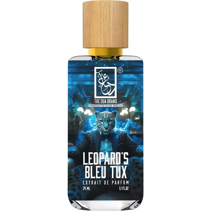The Dua Brand Leopard's Bleu Tux / Tiger's Bleu Tux perfume bottle
