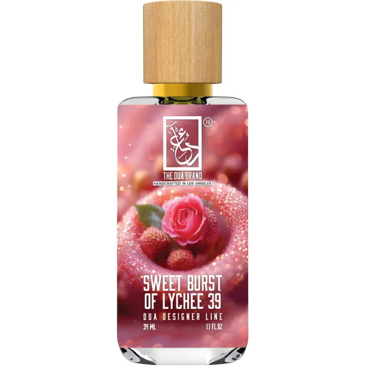 The Dua Brand Sweet Burst of Lychee 39 perfume bottle