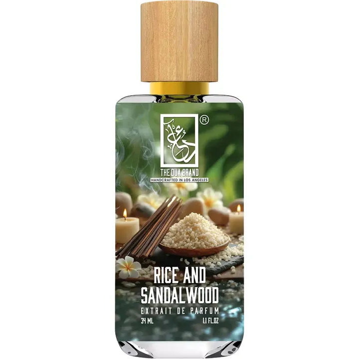 The Dua Brand Rice and Sandalwood perfume bottle