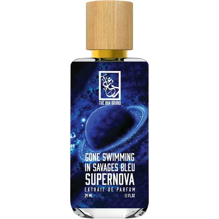 The Dua Brand Gone Swimming in Savages Bleu Supernova perfume bottle