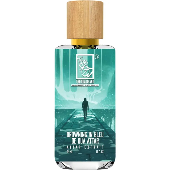 The Dua Brand Drowning in Bleu de Dua Attar perfume bottle