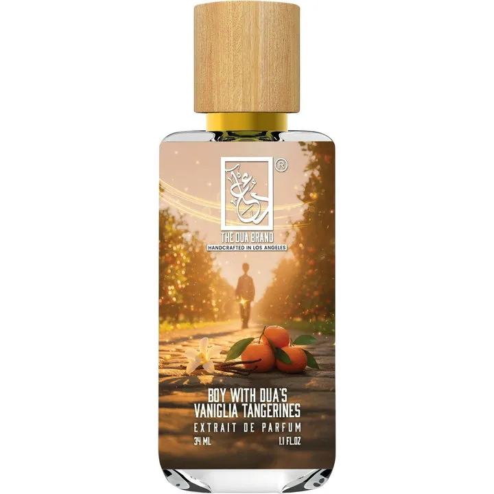 The Dua Brand Boy with Dua's Vaniglia Tangerines perfume bottle