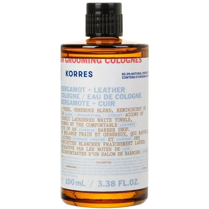 Korres Bergamot + Leather Cologne / Eau de Cologne Bergamote + Cuir parfüm şişesi