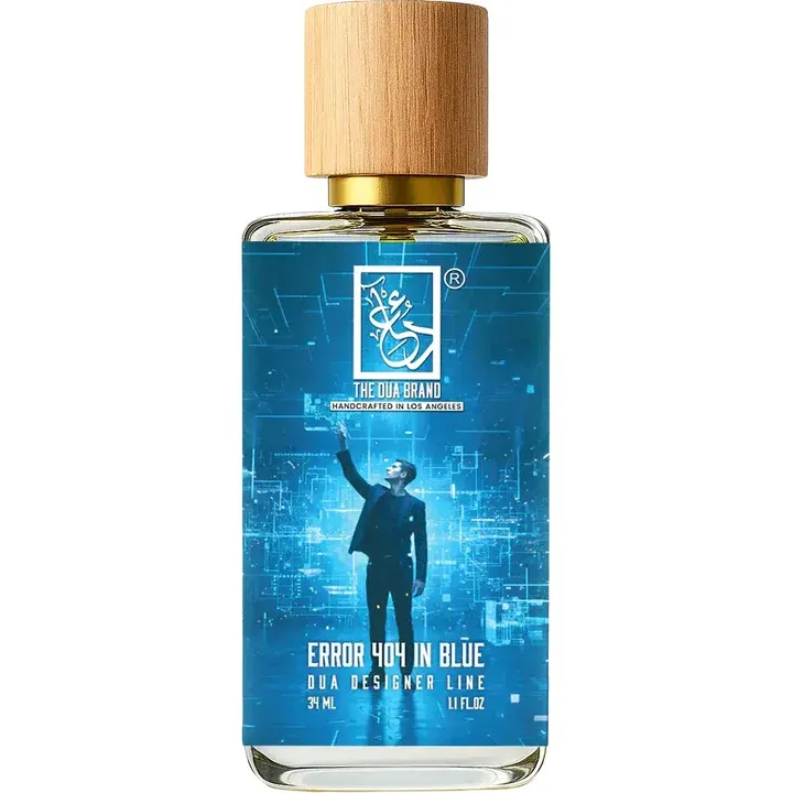 The Dua Brand Error 404 in Blue perfume bottle