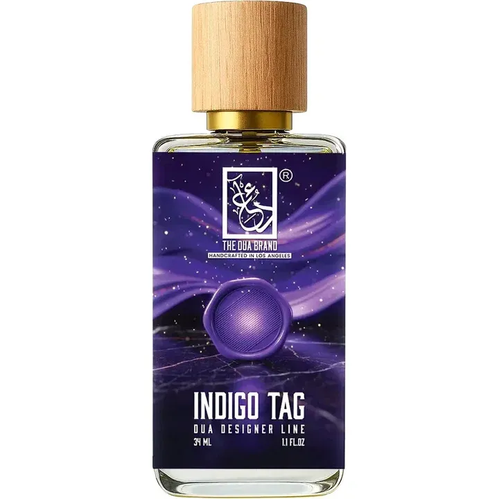 The Dua Brand Indigo Tag perfume bottle