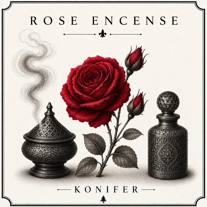 Konifer Rose Encense parfüm şişesi