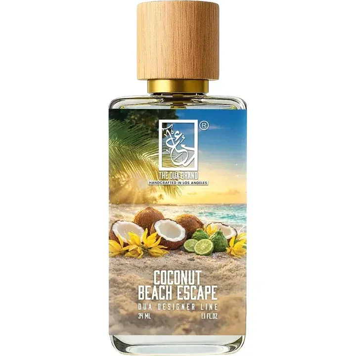 The Dua Brand Coconut Beach Escape perfume bottle