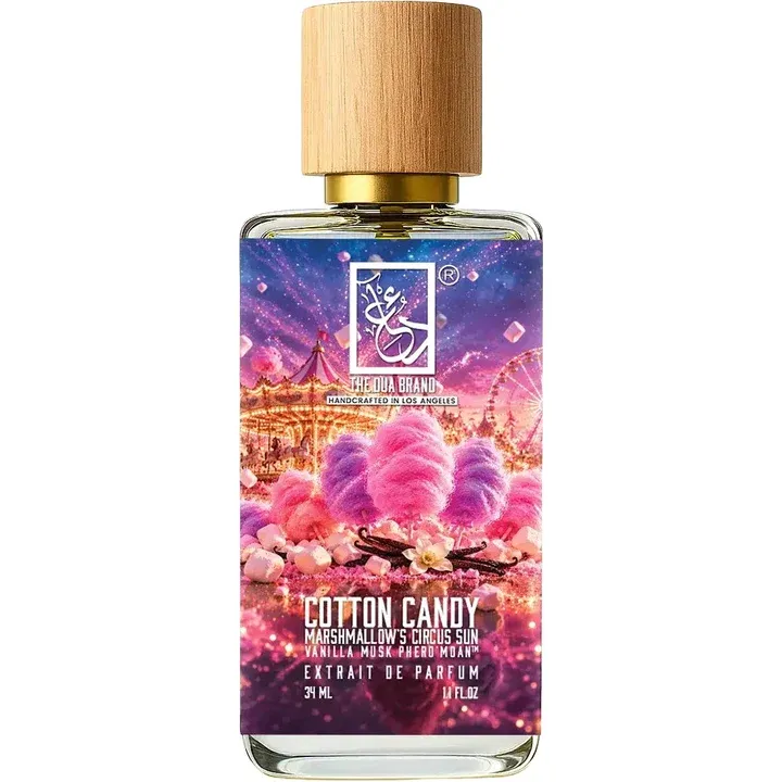 The Dua Brand Cotton Candy Marshmallow's Circus Sun Vanilla Musk Phero'Moan perfume bottle